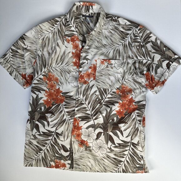 Van Heusen Studio Shirt Men's Large MultiColor Floral Hawaiian Short Sleeve - Picture 1 of 3